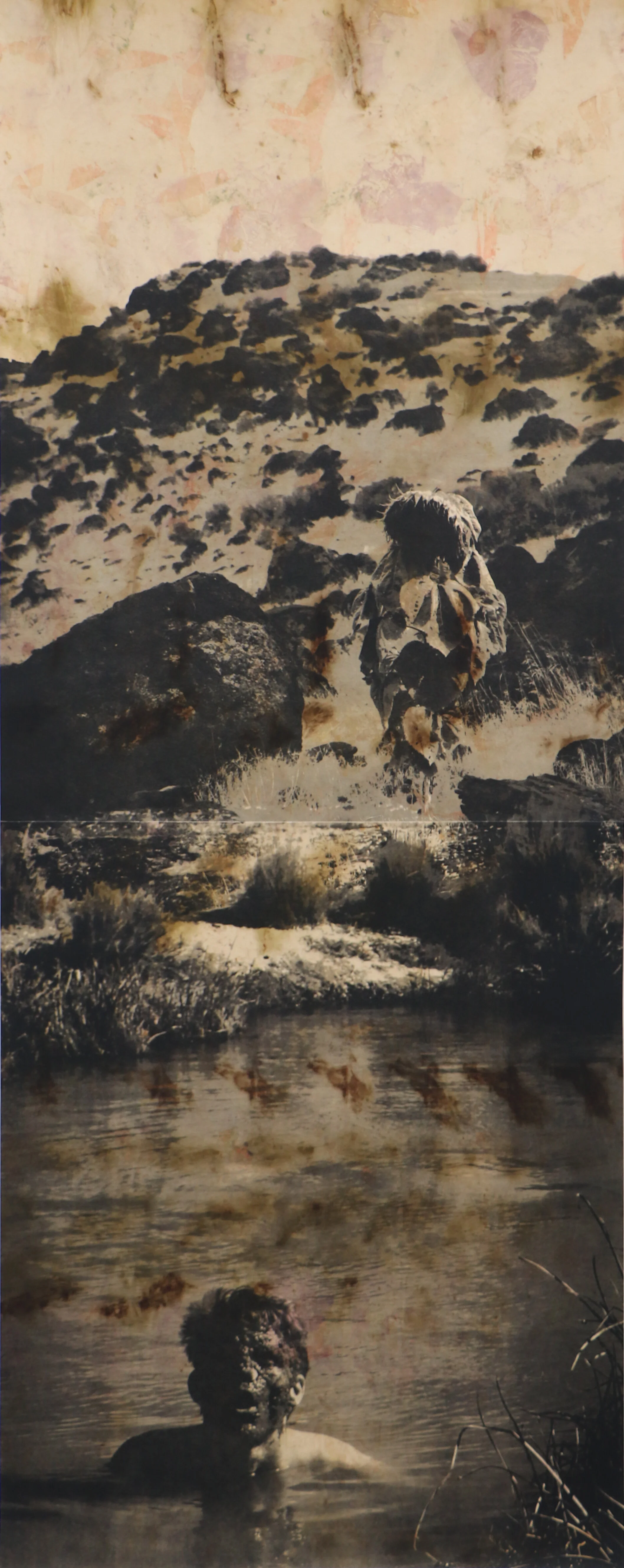 Rewild (Bundle Dyed Silk)photolithograph on dyed silk backed to kozo