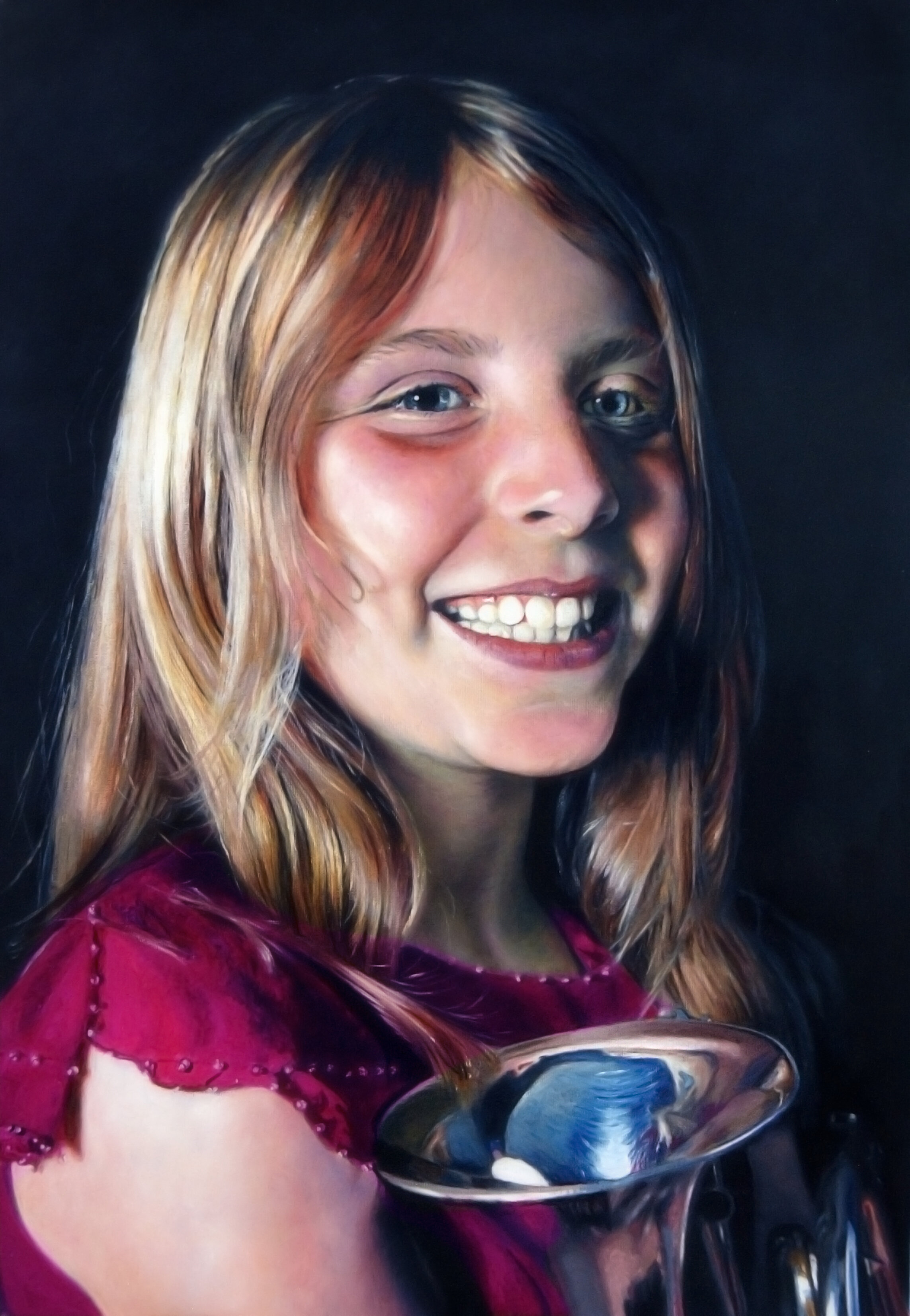 A Portrait of Carys with her trumpet.