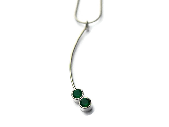  double stone stick 4cms  green onyx dangly earrings  £130 