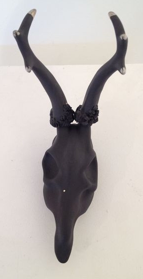  Black roe deer  porcelain with platinum glaze detail  overhead view  £300 