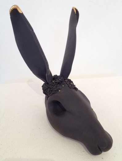  Black Hare  porcelain with crystal &amp; gold lustre detail  £300 