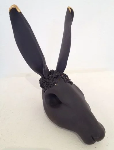 Black Hare porcelain with crystal & gold lustre detail £300