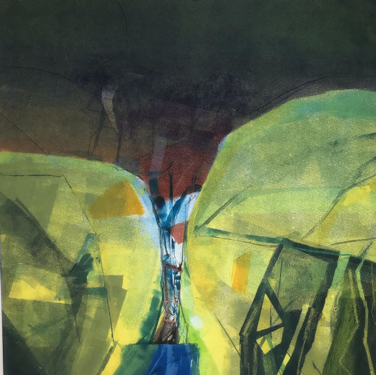  Steep Valley, Falling Water  monotype  50 x 60 cm  £395 