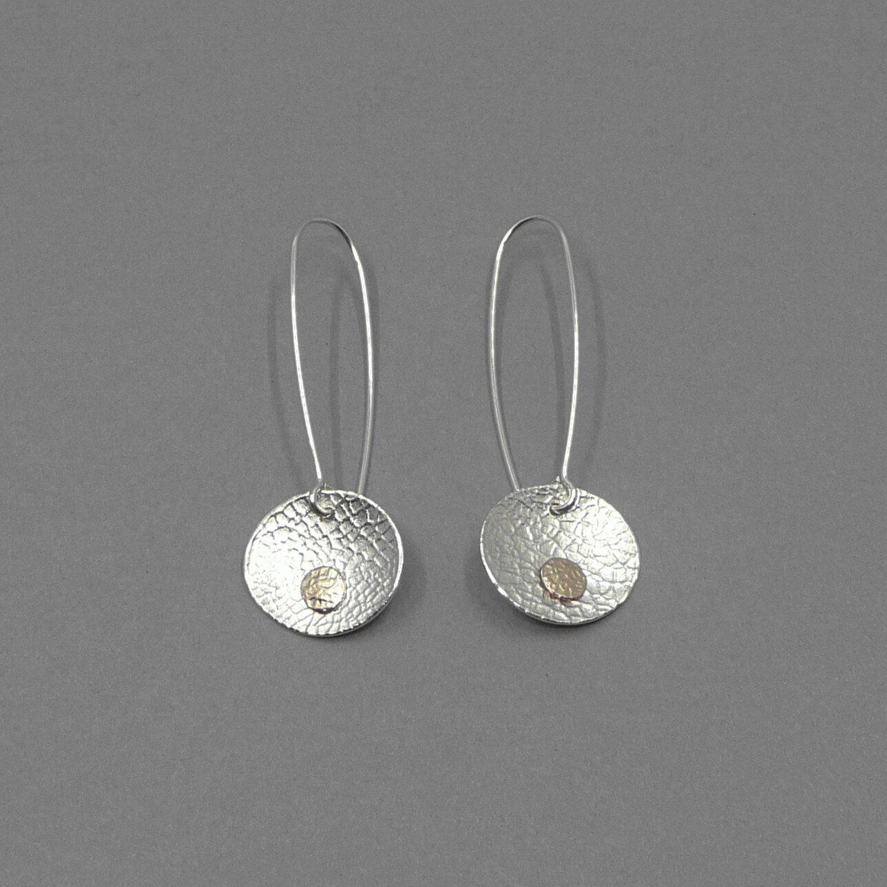 Silver and 14ct gold filled spot long earrings.jpg