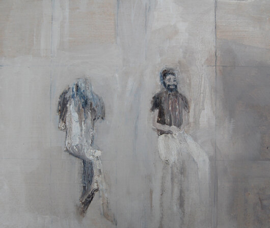 Two Figures in Pottle of Blues - oil on board - 25cm x 30cm - Oliver Lovley.jpg