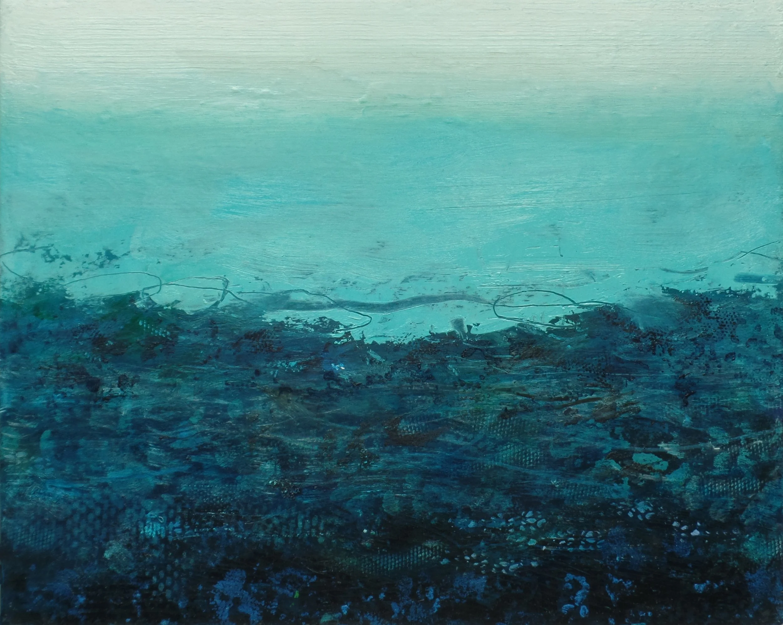 Jo Wade. _Time_s ebb & flow._ Oil on heavy card board. 25  x 20 cm unframed. - Jo Wade.JPG