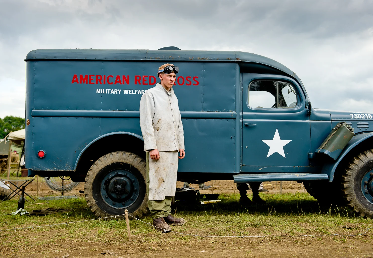 Army car mechanic re-enactor, War and Peace show, kent
