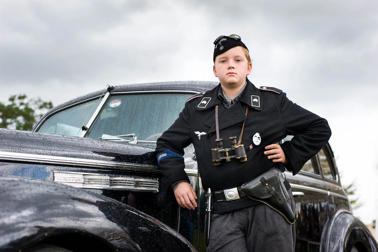 Boy in German outfit in a re-enactment event in Essex