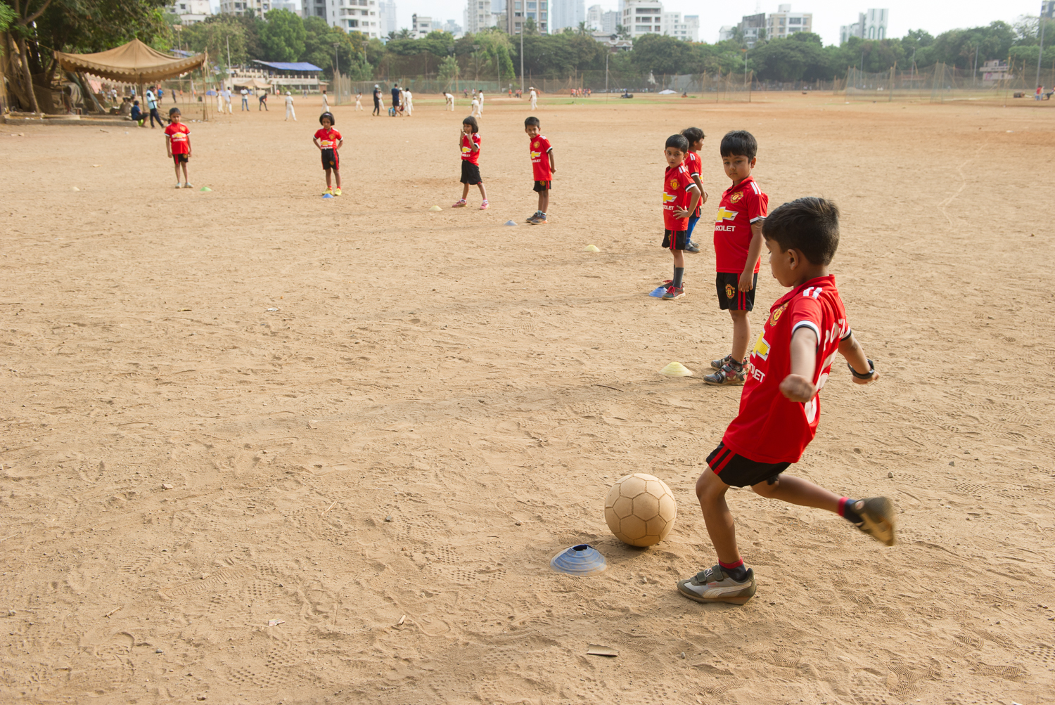  Children during football practice, Mumbai, 2019 