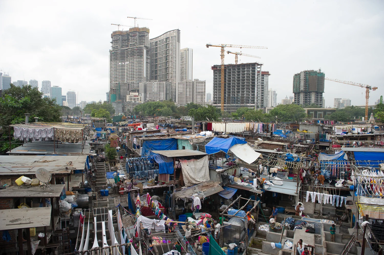 Dhobi Ghat, the biggest outdoor laundry service in the world, located int the Mahalaxmi area of Mumbai, 2019