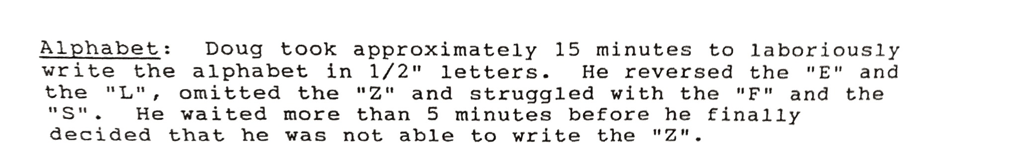 Excerpt from actual test: