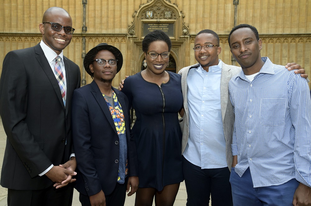 L-R: Tope Folarin (Nigeria), Lidudumalingani (South Africa), Lesley Nneka Arimah (Nigeria), Bongani Kona (South Africa), Abdul Adan (Somalia/Kenya) 