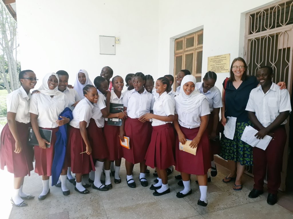 Director, Dr. Lizzy Attree, with students from Nianjema High School