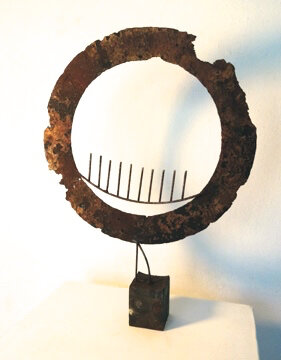 What a wonderful world - Fer corrodé/acier/pigments 35/40/10 cm - CHF  950.-