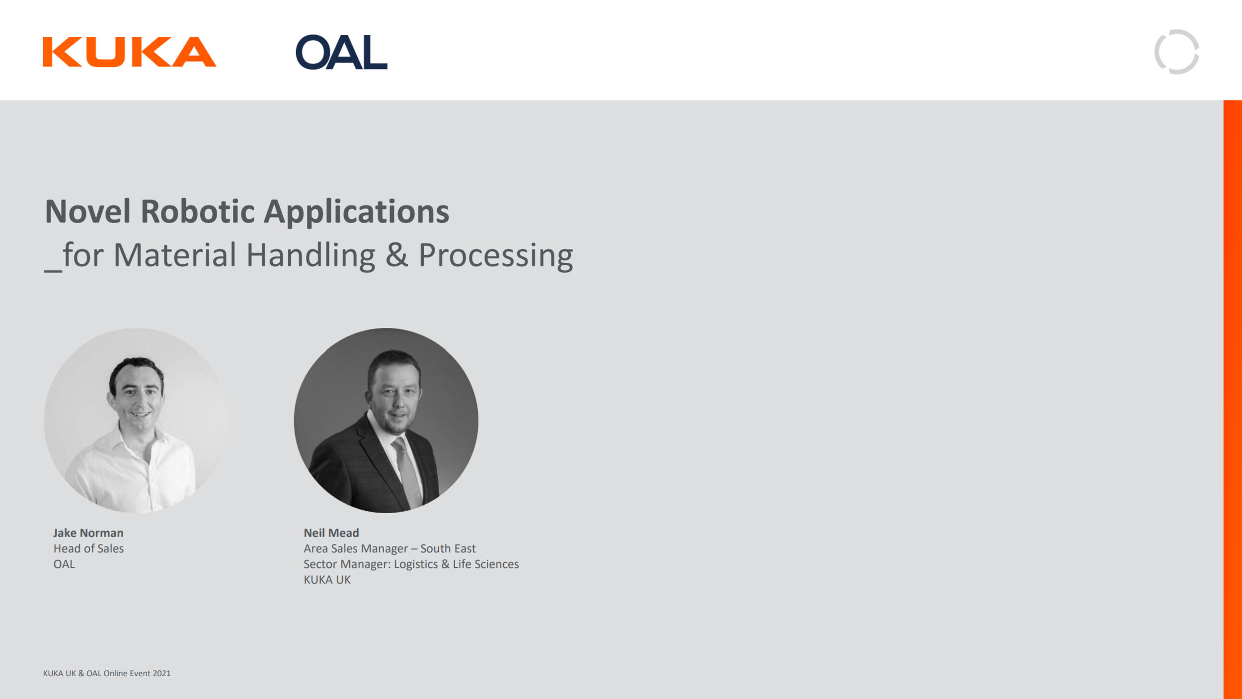 Novel robotic applications for material handling &amp; processing