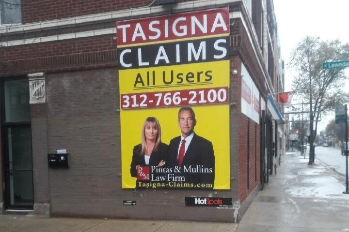 Personal injury law HotSpot ad displayed at street level for neighborhood legal advertising