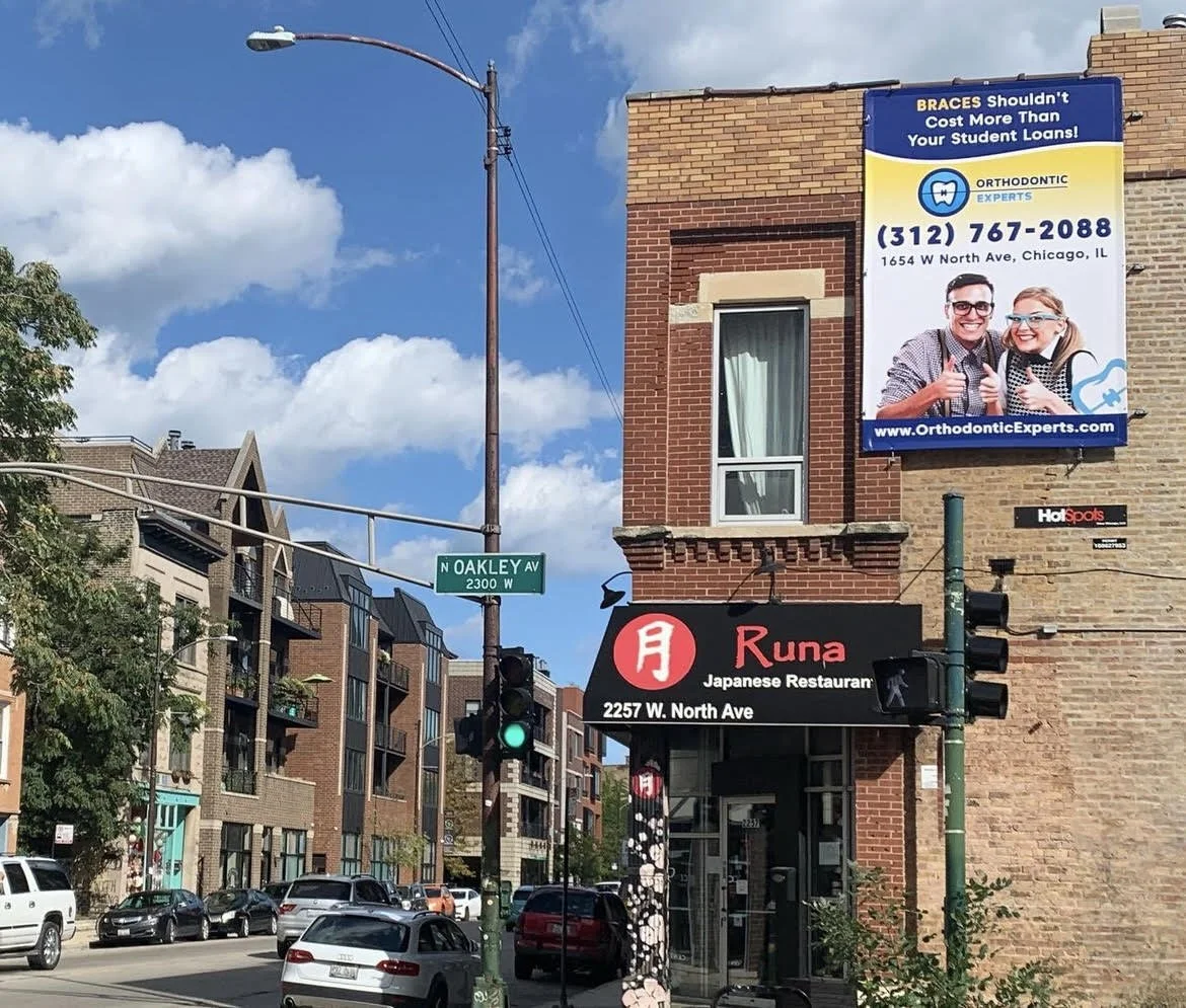 Orthodontist HotSpot advertising campaign reaching parents, pedestrians, and drivers near North Oakley Avenue