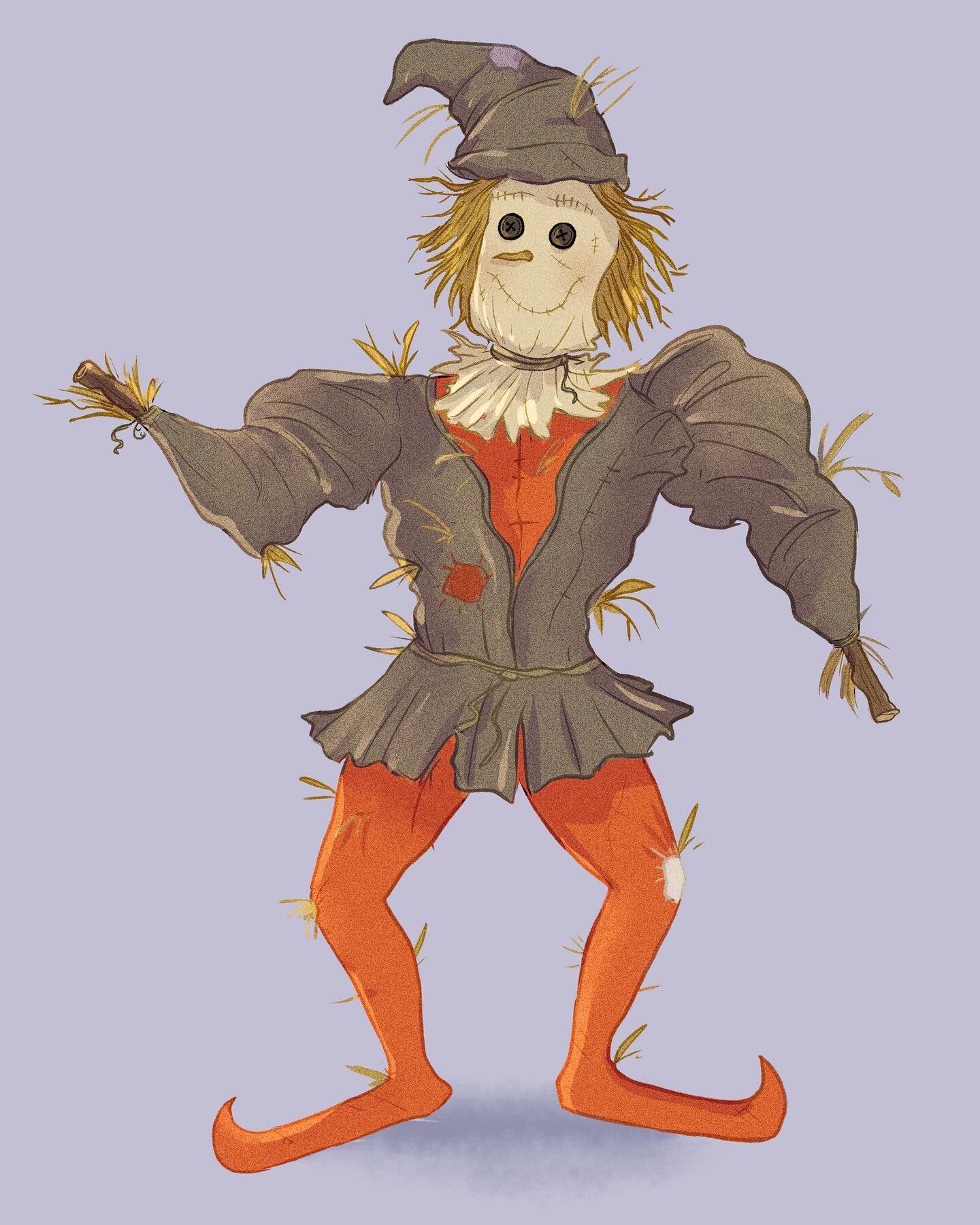 &ldquo;There was a great cornfield beyond the fence, and not far away she saw a Scarecrow, placed high on a pole to keep the birds from the ripe corn.&rdquo;
.
Back to Oz with everyone&rsquo;s pal, The Scarecrow! This is part of a character lineup I&