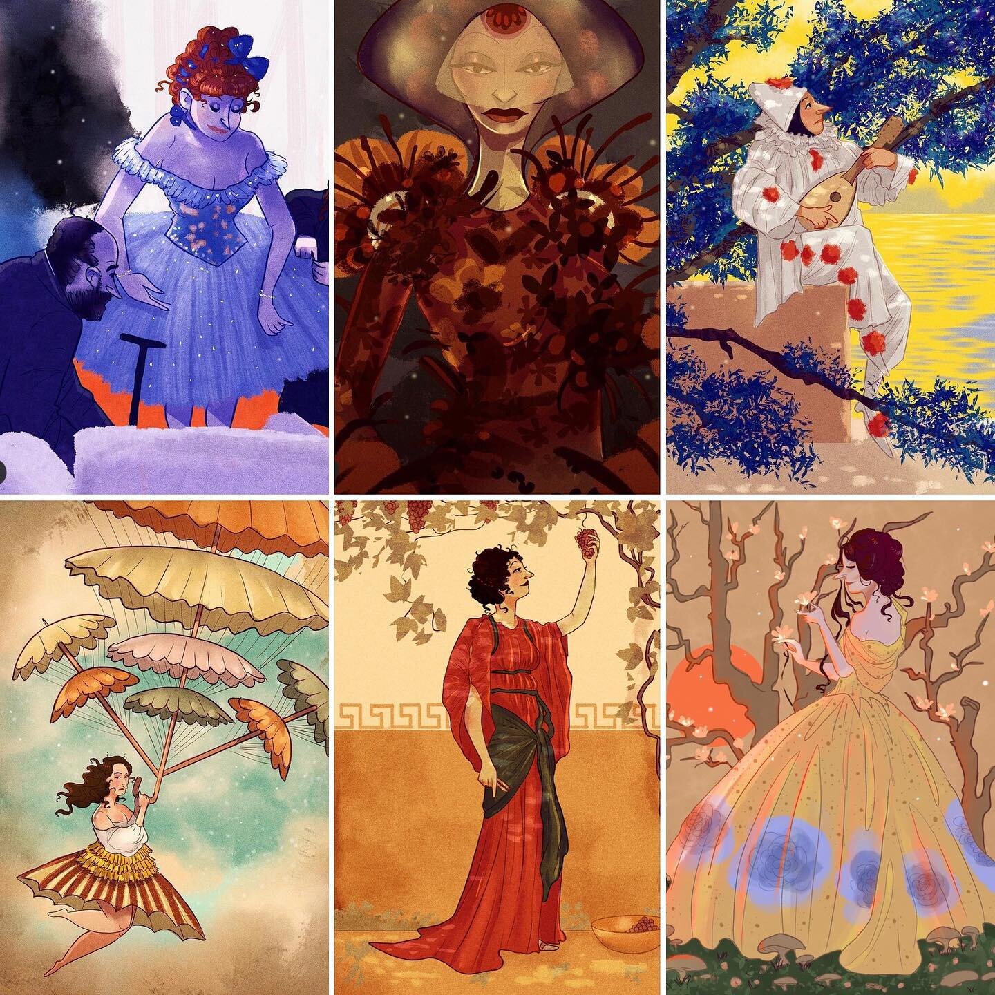 All my #monthofmasters pieces together! Thanks for following along with this challenge, it was a lot of fun! Which one is your favourite? 
.
.
.
.
.
.
.
#artchallenge #monthofmasters21 #digitalart #womeninillustration #mastersstudy #illustration #ill