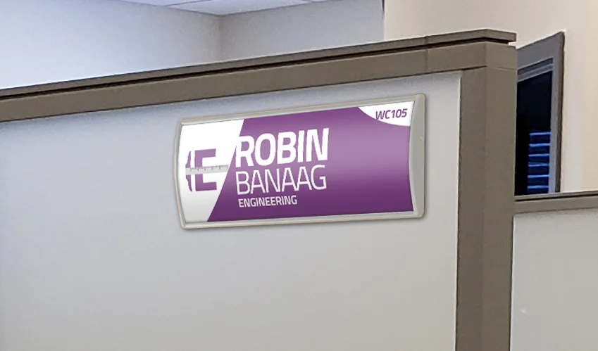 This is an example of what the nameplates will look like. See that icon in the left side’s white field? That’s what YOU get to choose today!