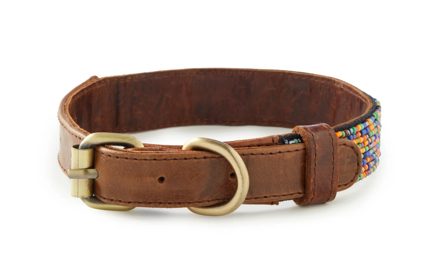 Medewi - Hand Beaded Italian Leather Dog Collar