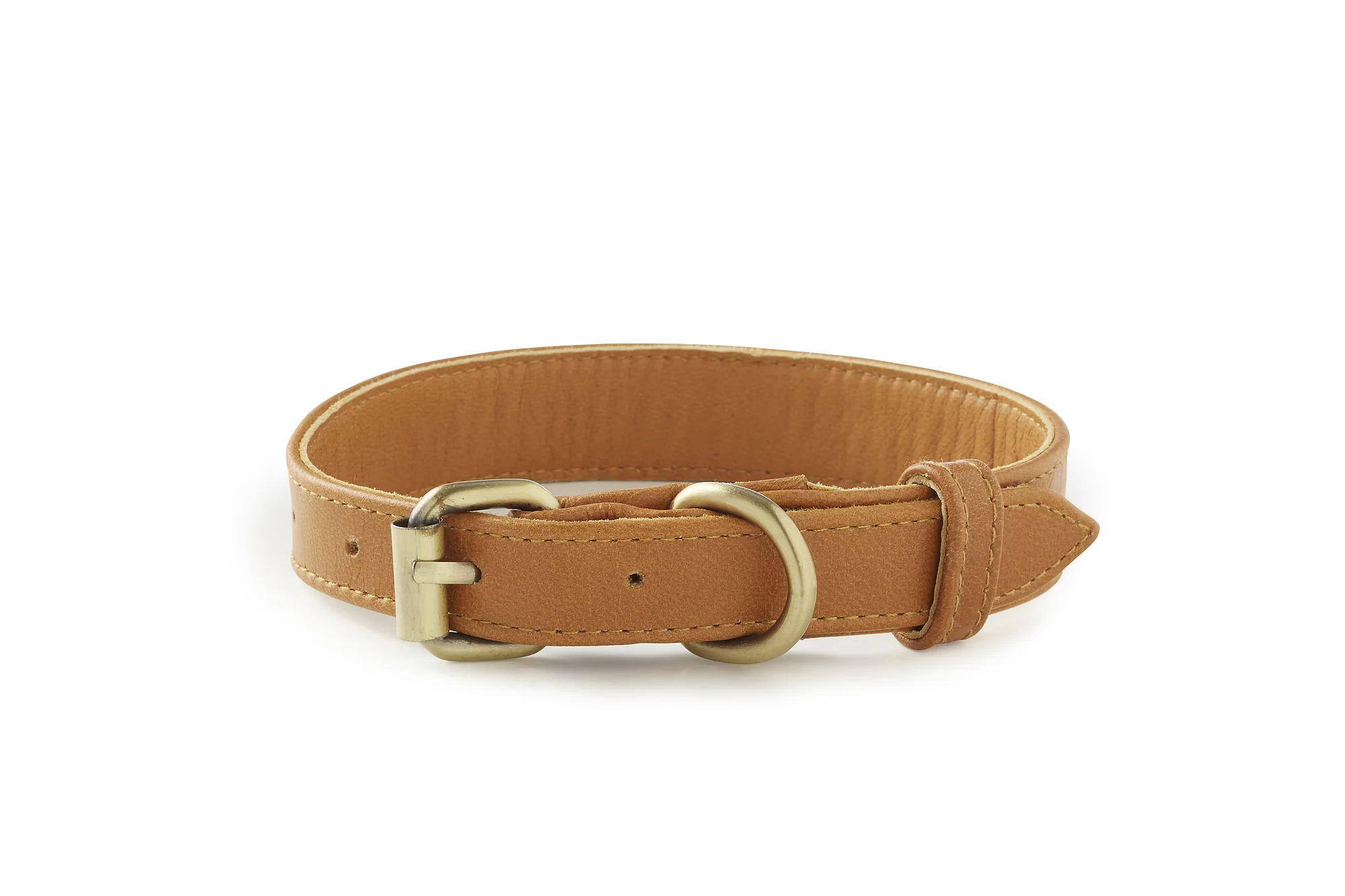 Topsail - Tan Leather Dog Collar