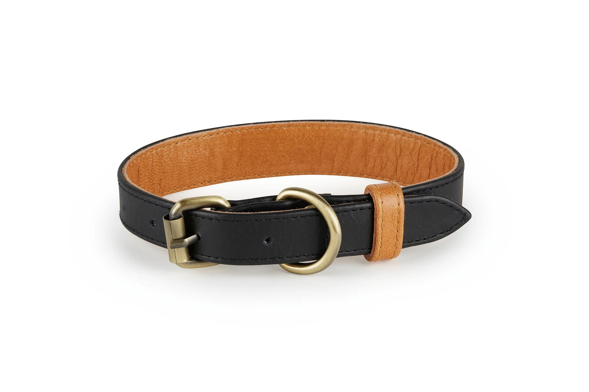 Hatteras - Black and Tan Leather Dog Collar