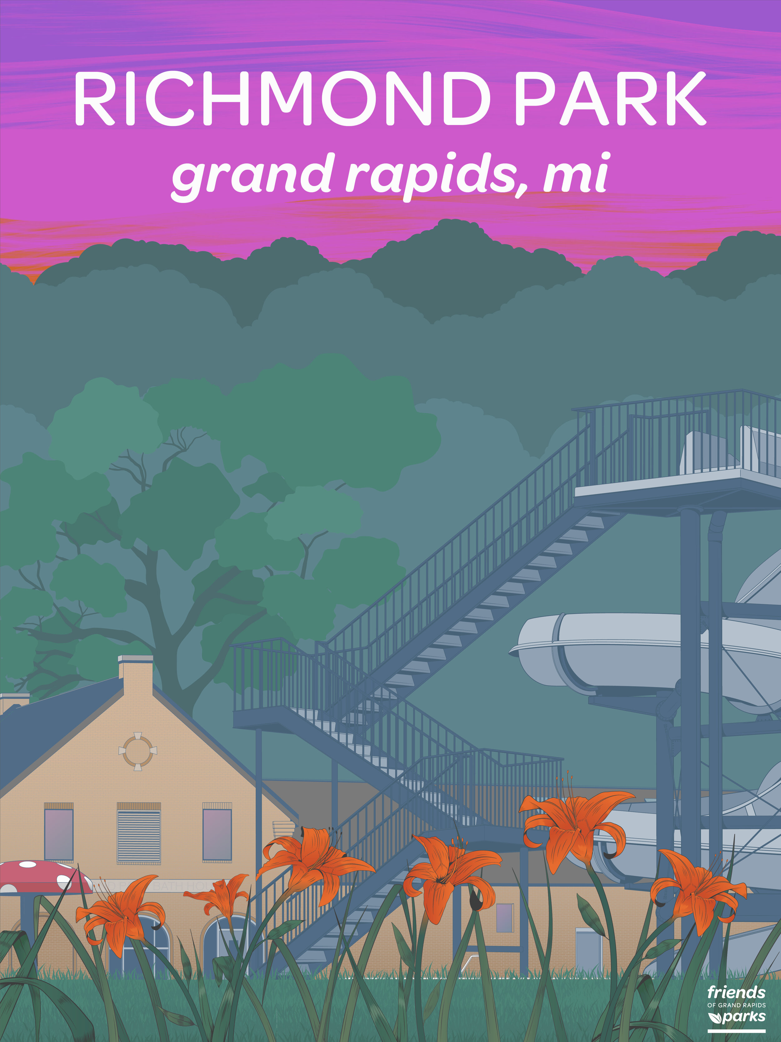 Richmond Park Poster for Friends of Grand Rapids Parks