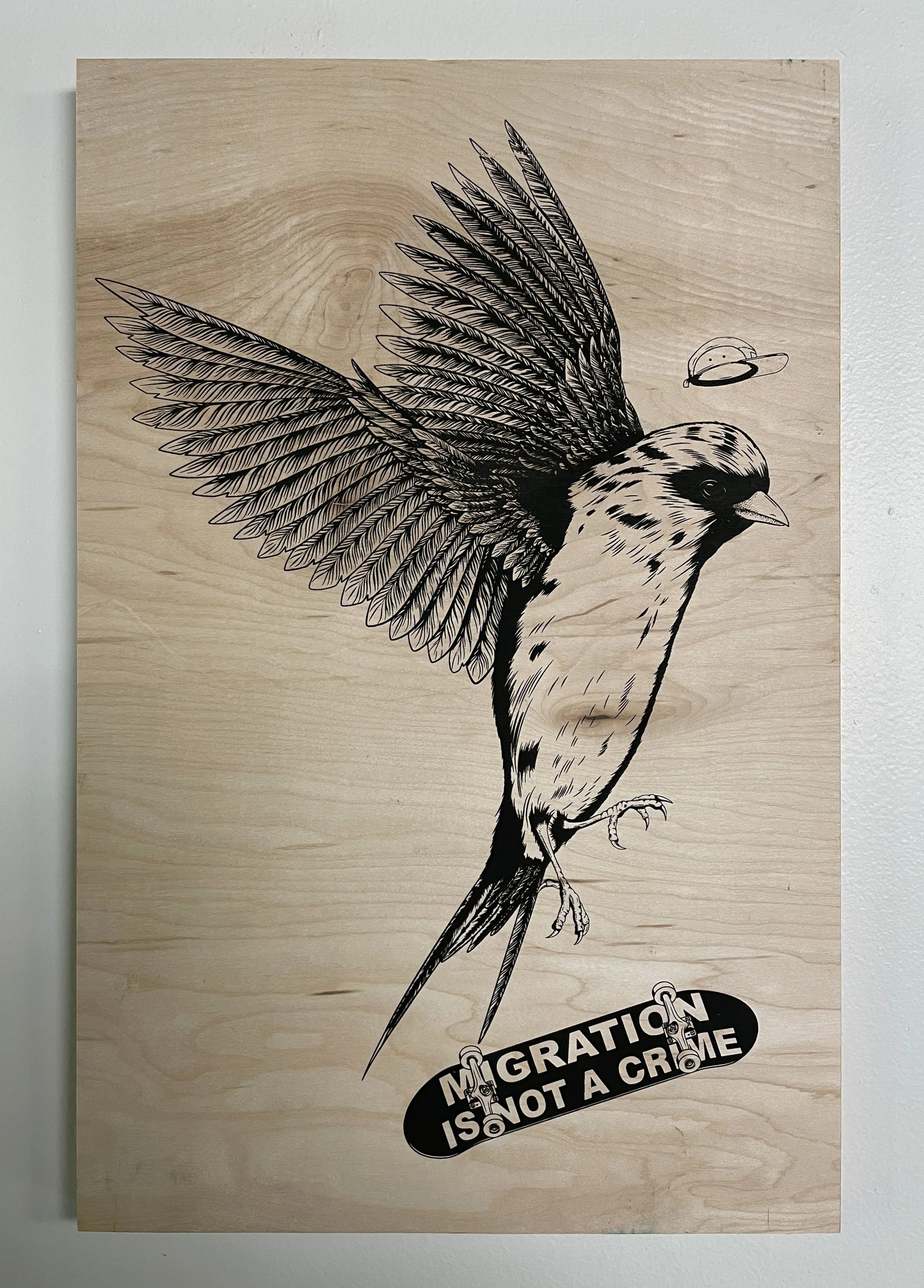 Nortier_Not a crime bird on wood.JPG