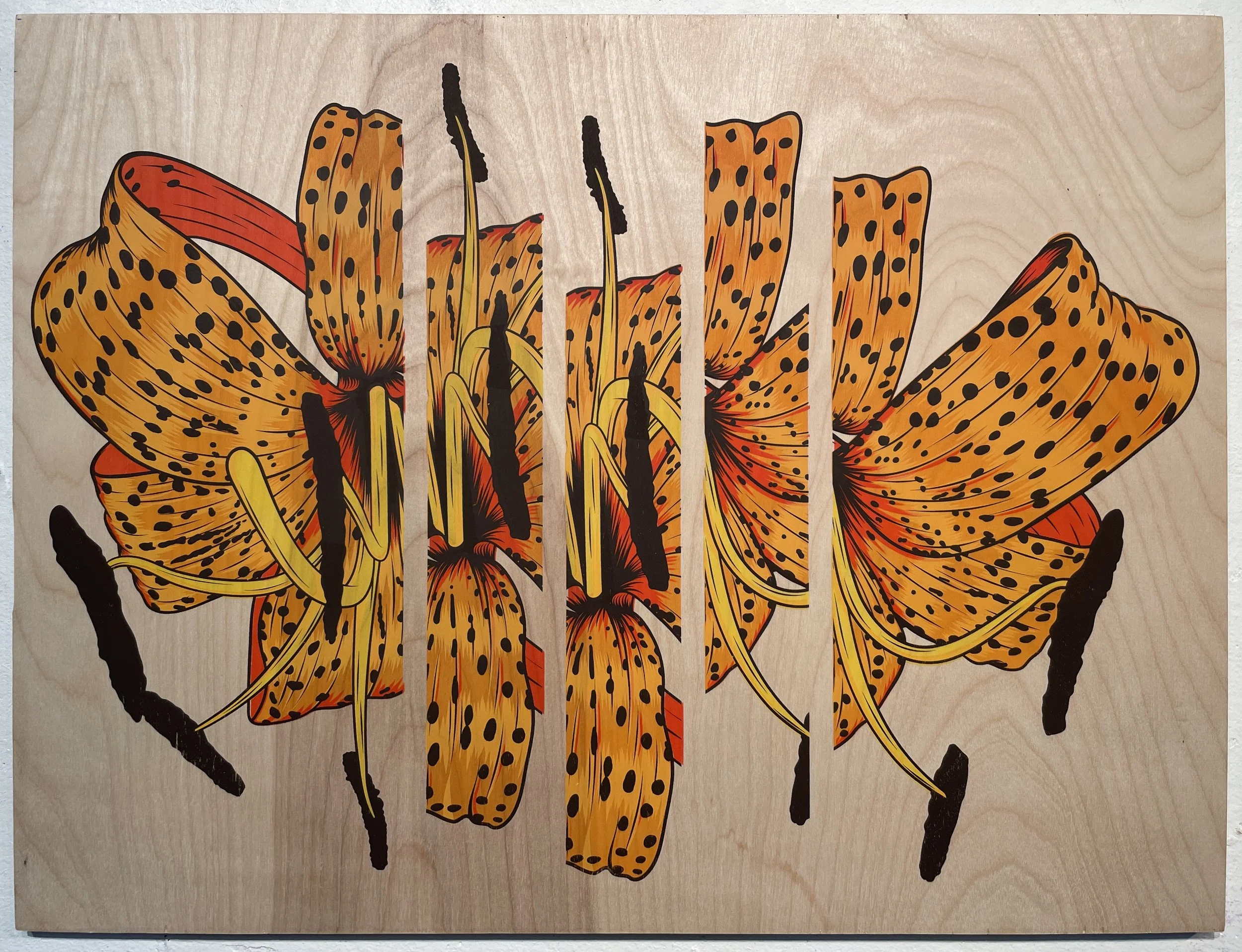 Nick Nortier Tiger Lily Screen Print on Wood 1.JPG