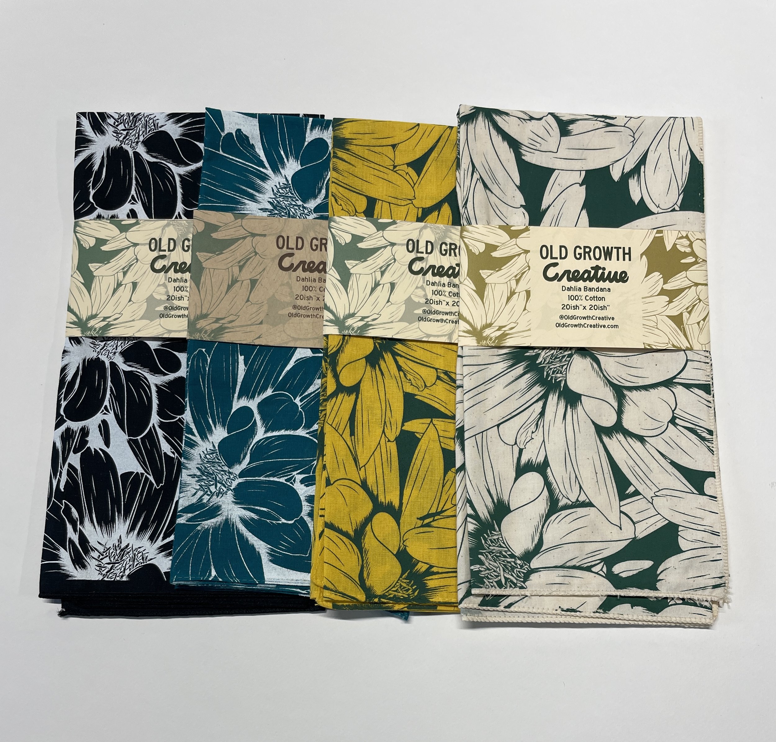  Dhalia Bandanas in four colors. 