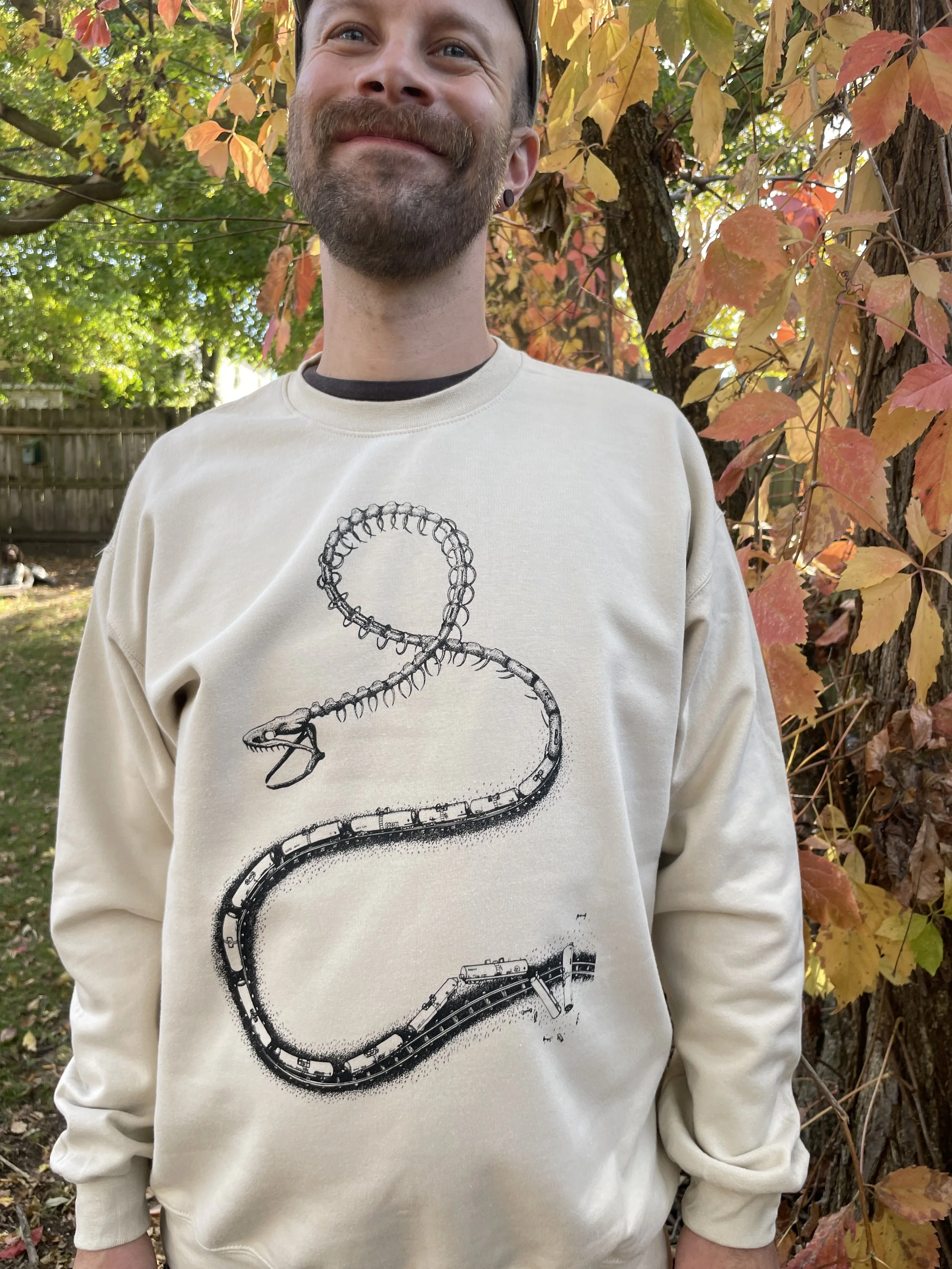 Old Growth Creative Snake Train Fossil Fuels Crew Sweater 4.JPG