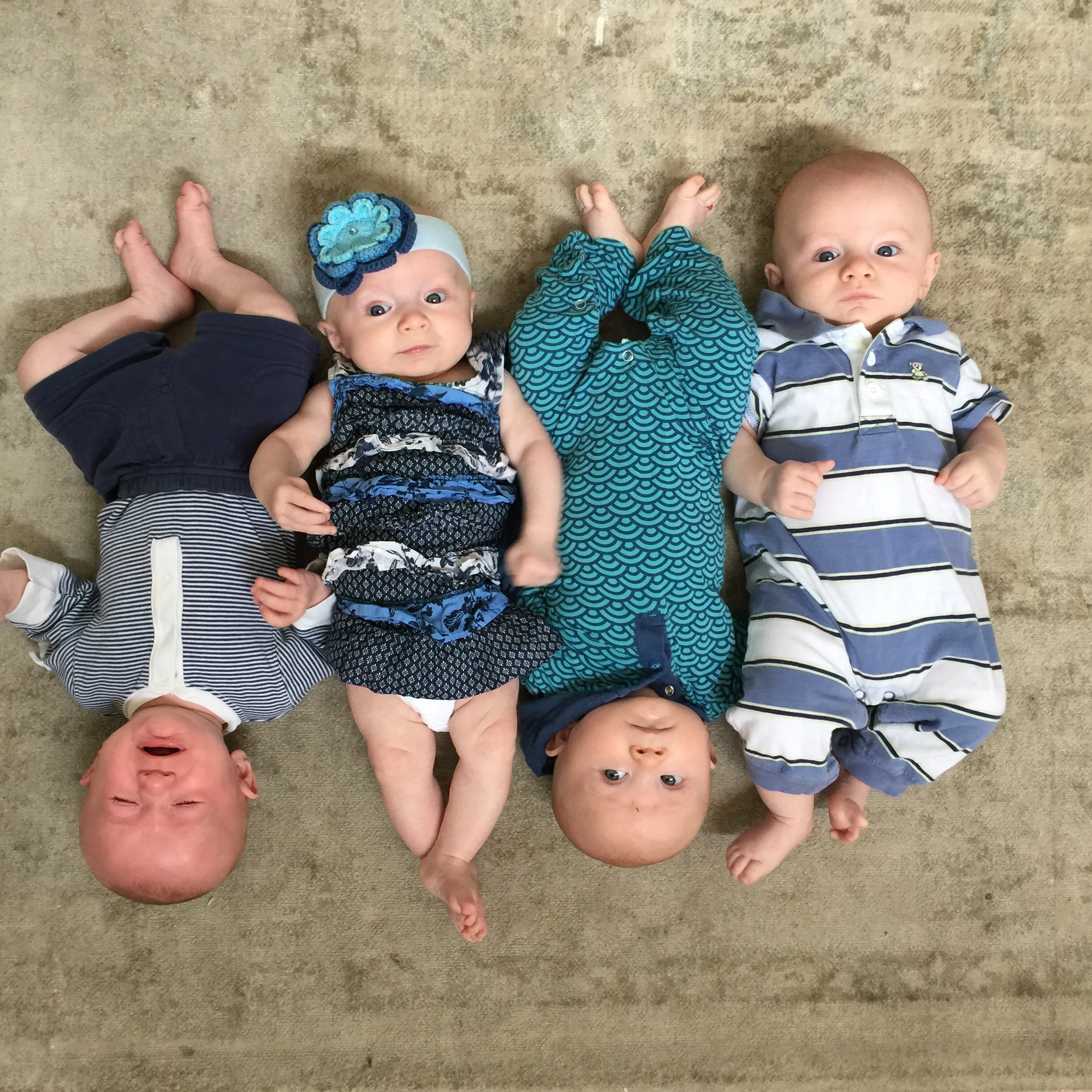 All the babes in blue. And Charlie freakin' out.