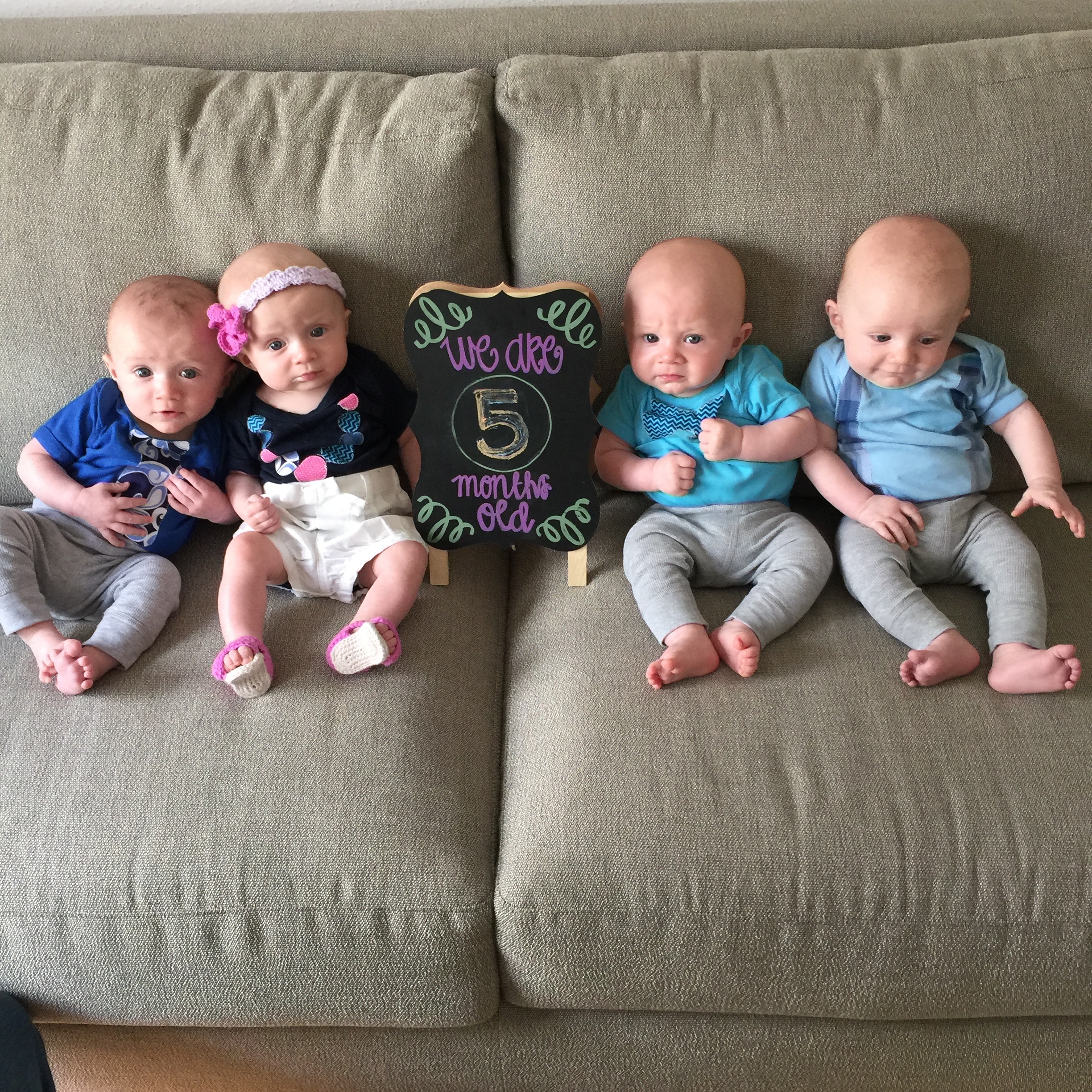 Charlie, Claire, Henry & Dillon at 5 Months