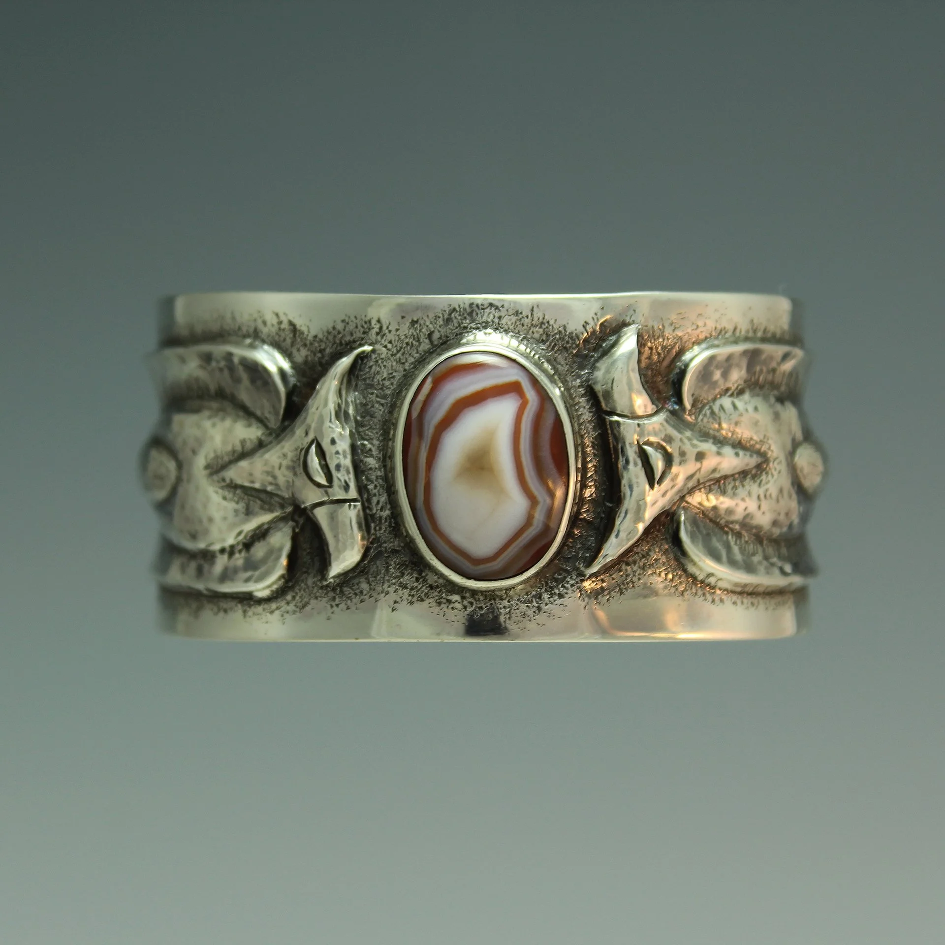 1" Sterling Silver Agate Cuff Bracelet