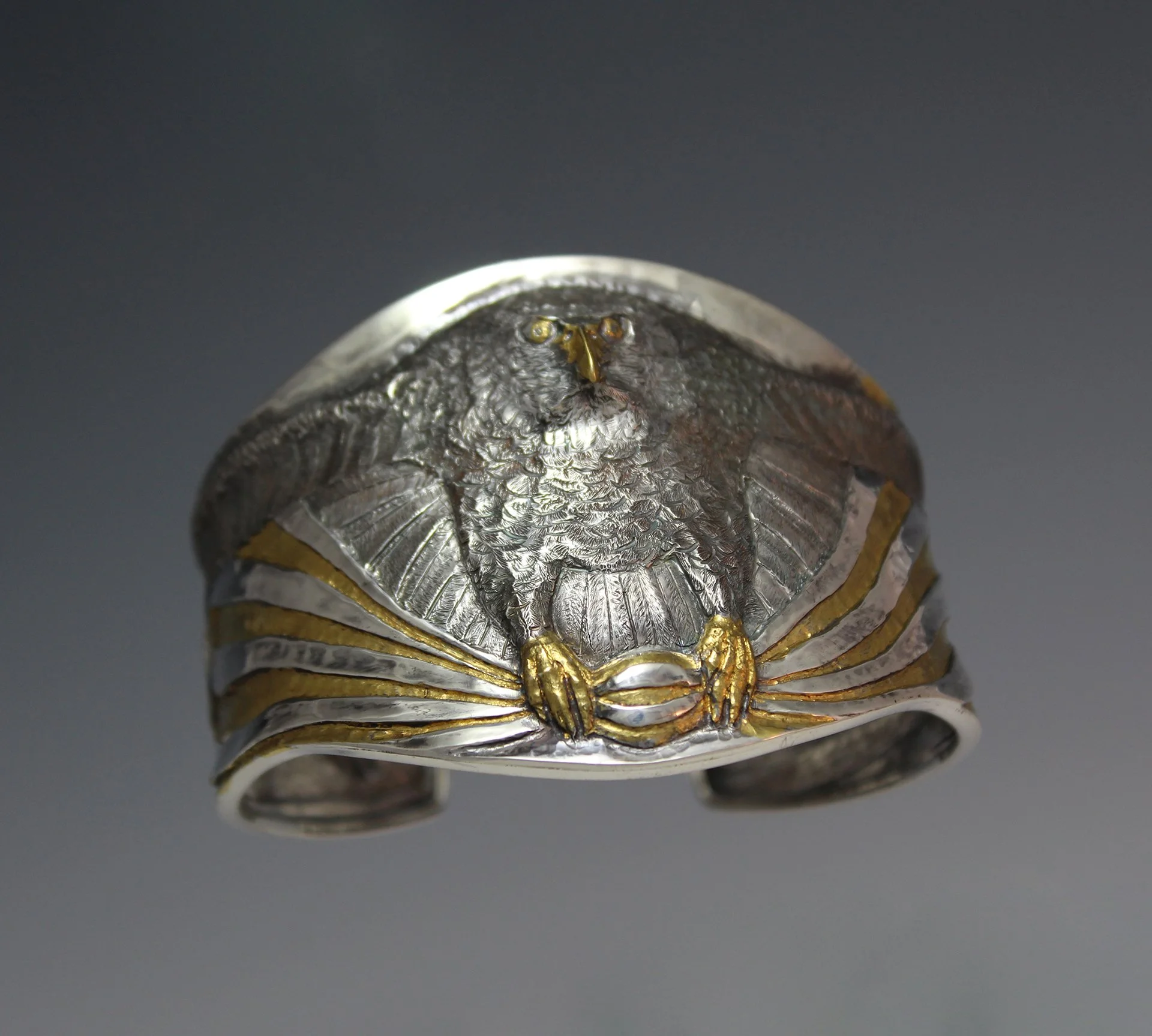 American Eagle Sterling Silver and Gold Cuff Bracelet