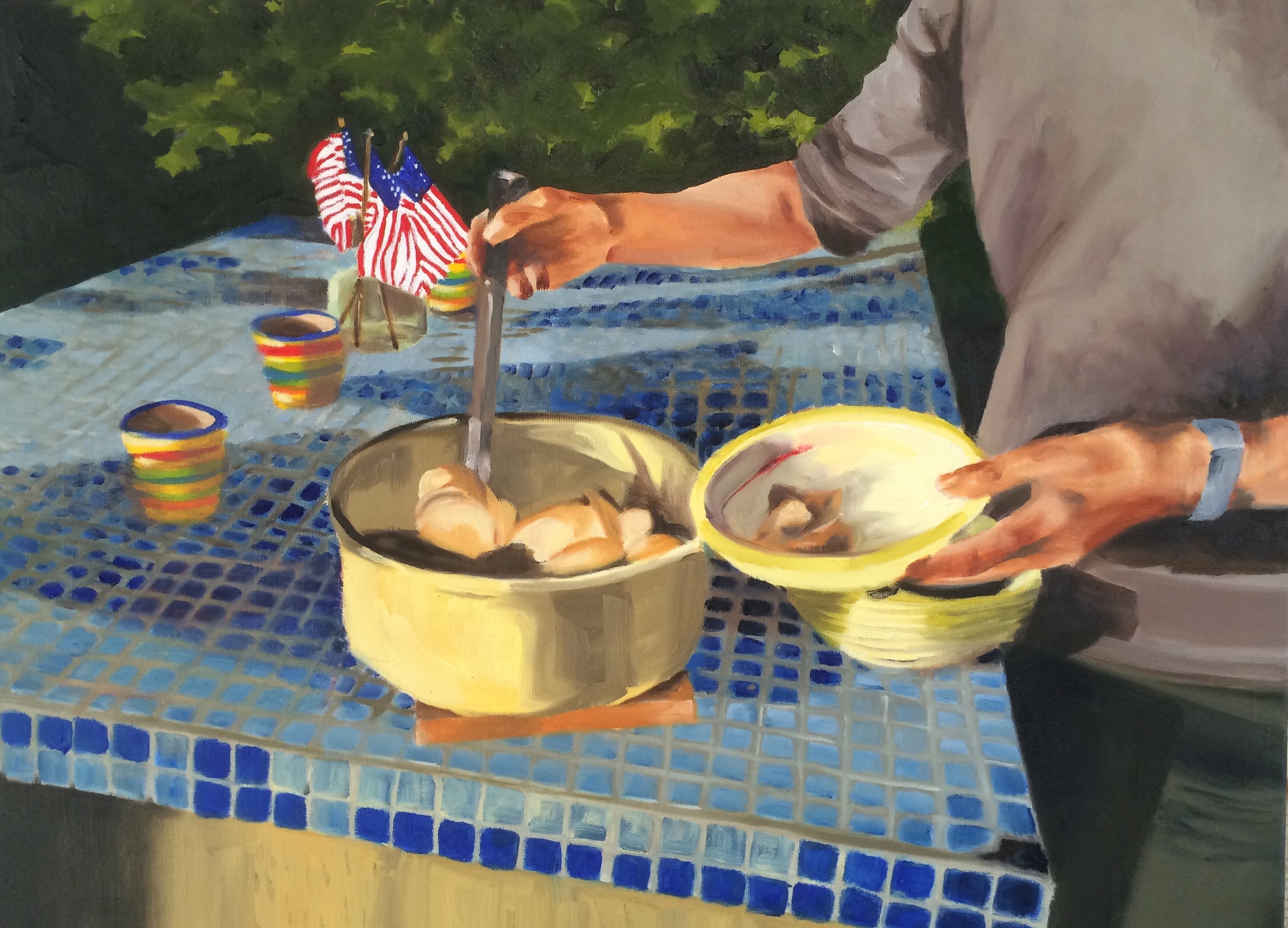 Getting closer to done....table top looking warped now, though. Argh.