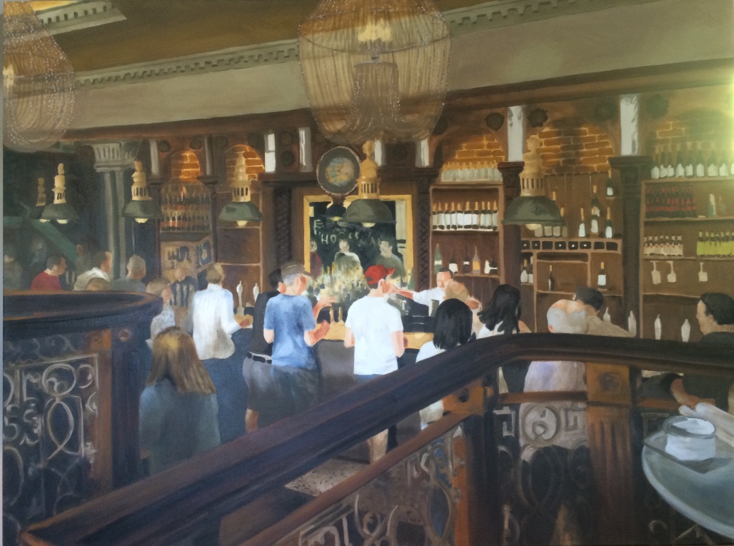 No title yet...it's a bar in London...and this painting is huge at 36"x48".