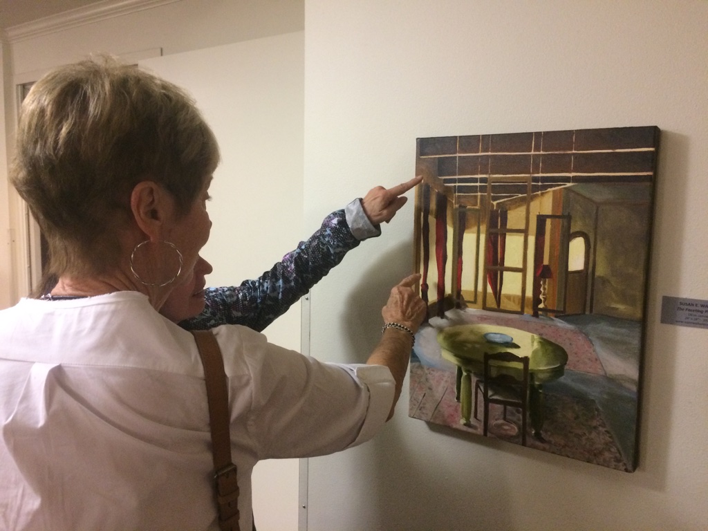 Such an affirmation to see people delighted with my work...here the architecture of "The Faceting Process" is being admired at a recent Exhibition Opening.