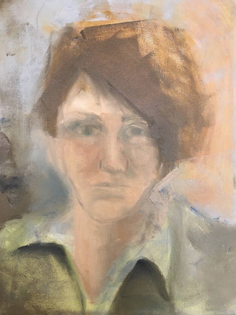 Self portrait: AFTER Stanka Much more mystery and less literal interpretation of the content...I am not aiming to become a portrait painter, but to incorporate the learnings into my visual world. 
