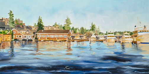 This is historic Meydenbauer Bay...painted 18"x36"...and such a joy to create. I have been working on five commissions over the summer and loving it! 