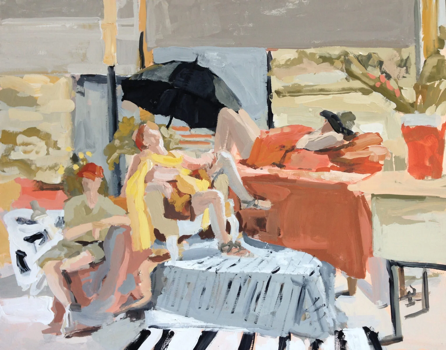 Concord Art Members Juried 1 Show - "Lazy Summer in the Studio" Juror's Prize Juried by Joanna Fink, Alpha Gallery, Boston MA, May, 2017 “This painting is enlivened by the interplay of arms, legs, furniture and objects around the room. The loose brushwork lends a sense of spontaneity to this posed scene. The composition is balanced by the strategic placement of certain colors. It all ties together successfully."
