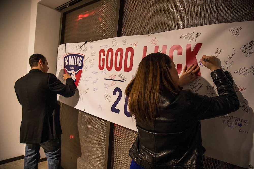  The good luck banner purposed fan signatures during the FC Dallas soccer player award recognition.   