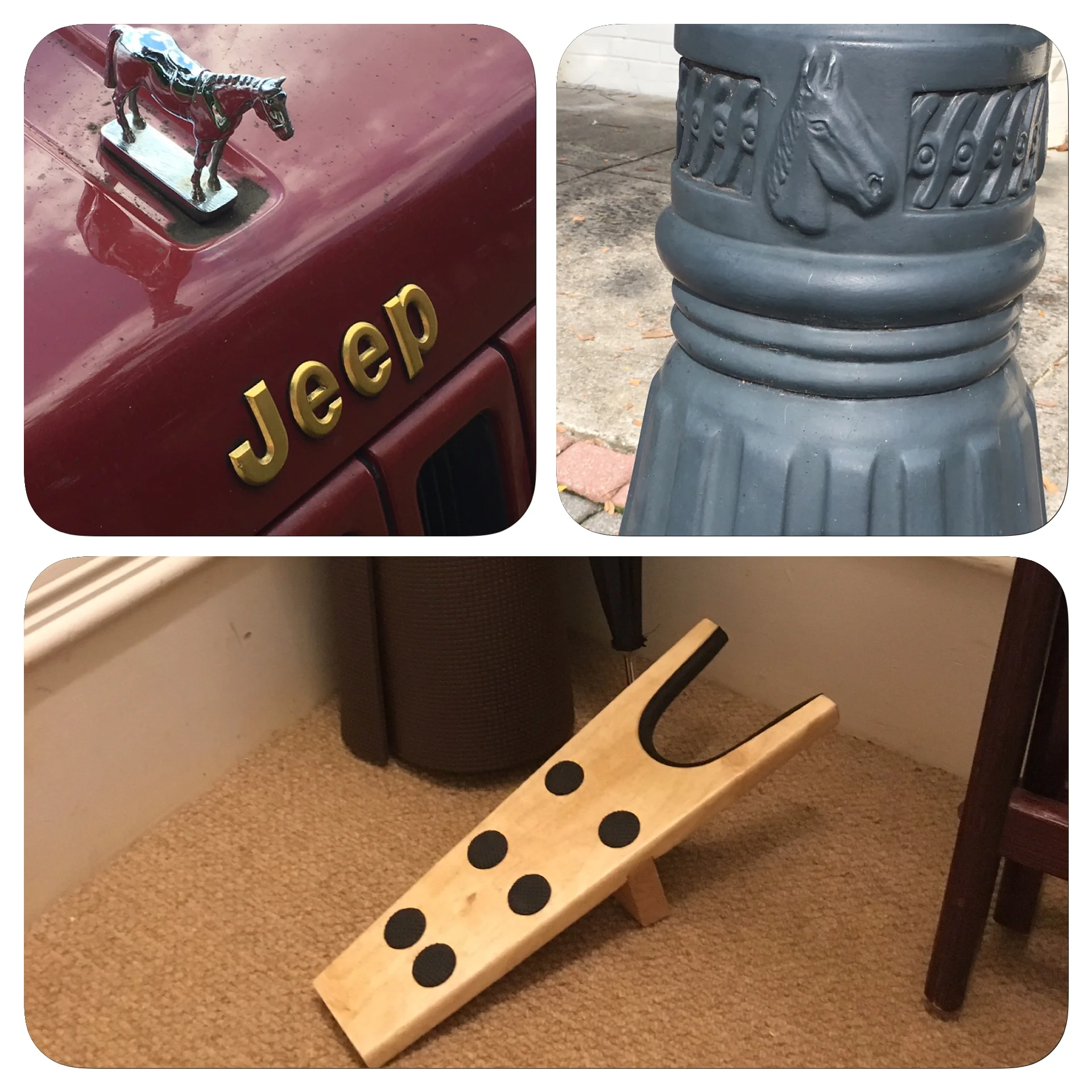 You know you are in an equestrian town when there is a boot jack in your closet. It even looks like a horse.