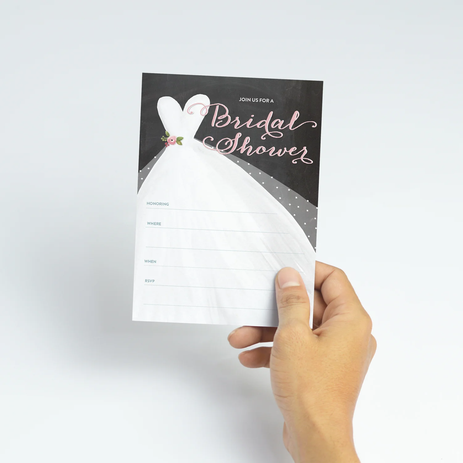 Wedding Dress Bridal Shower Invitation in Chalk tumbalina Wedding Dress Bridal Shower Invitation in Chalk tumbalina