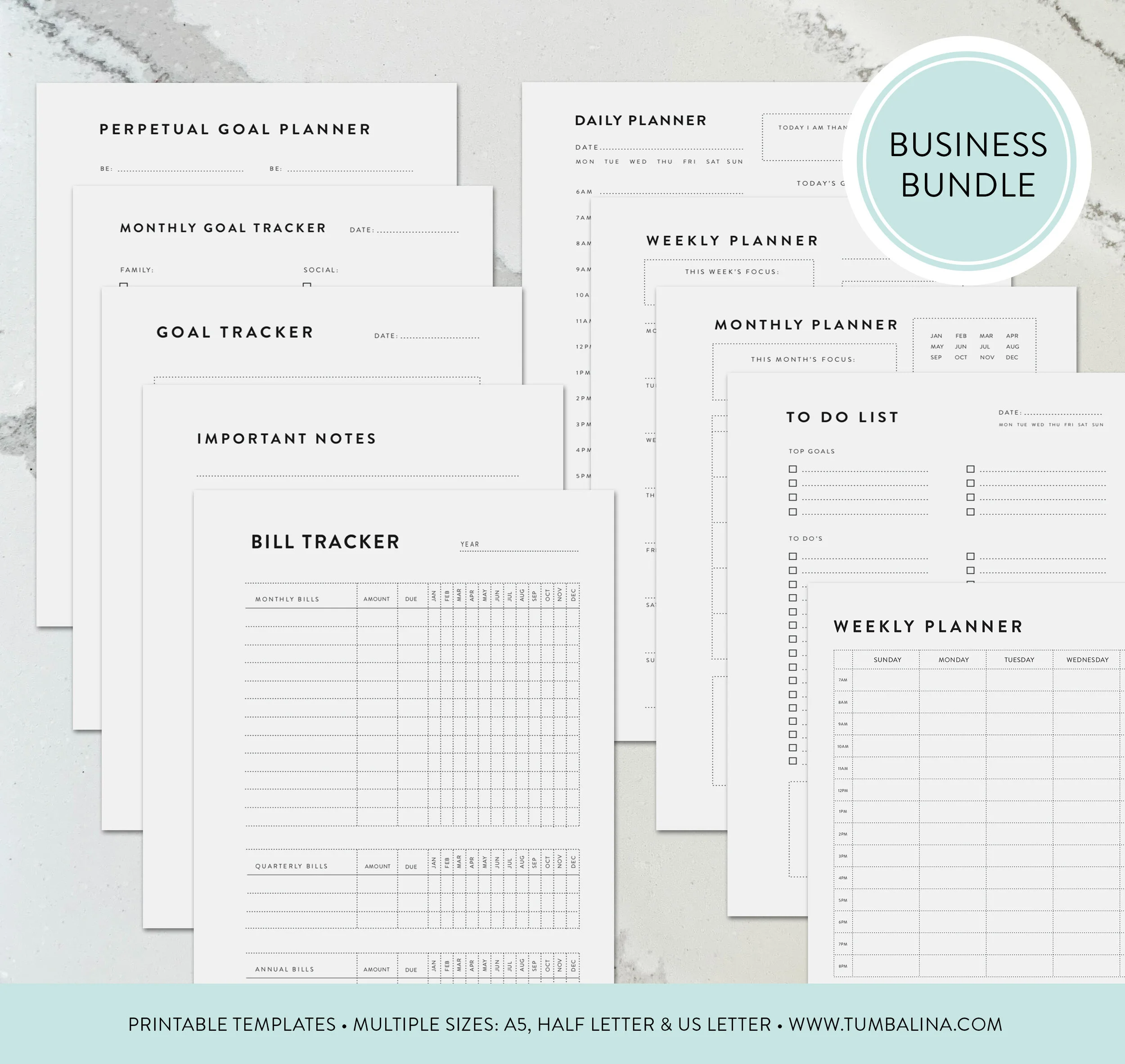 10 Piece Minimalist Business Planning Bundle