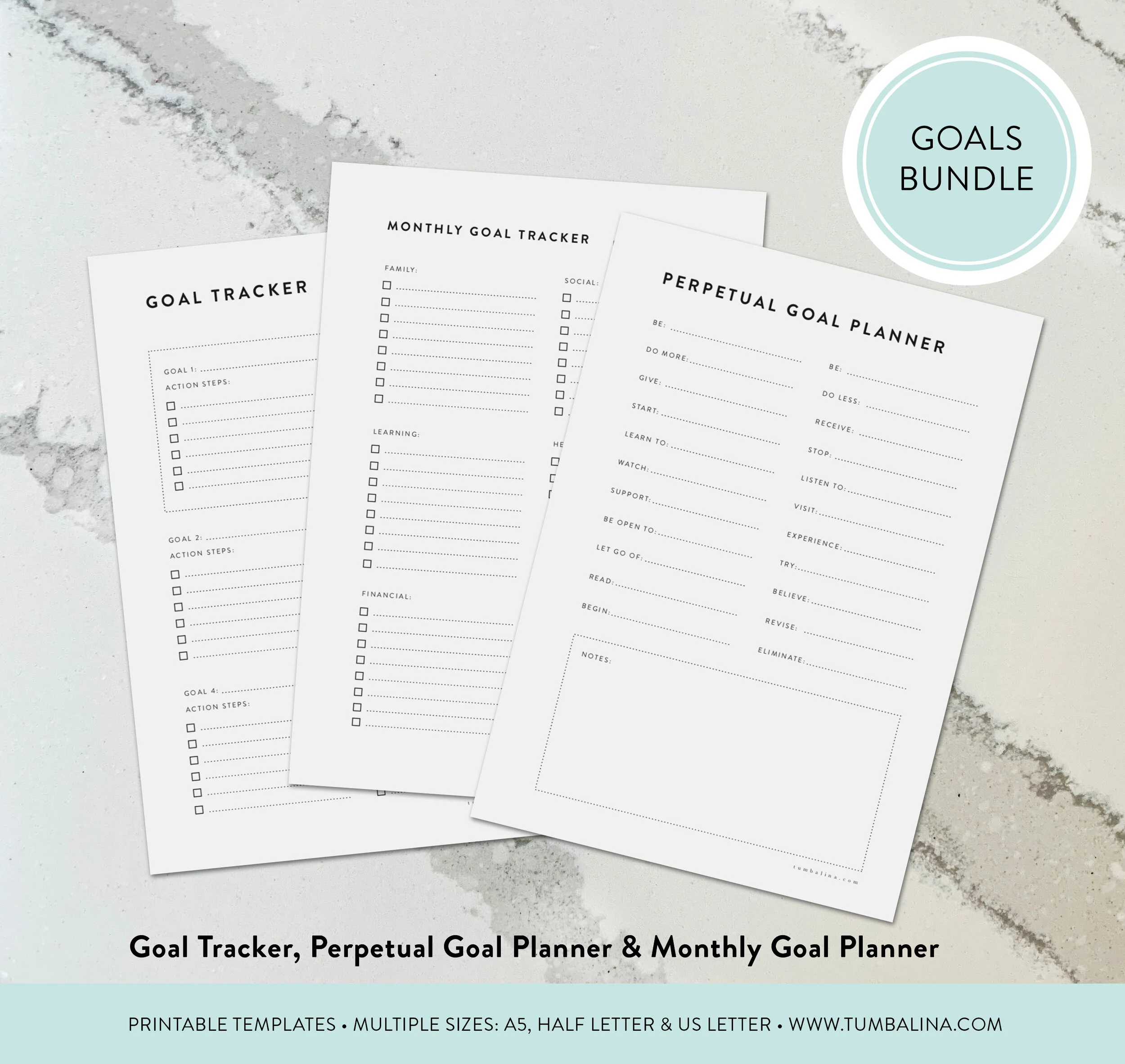 Minimalist Goal Tracker Planning Bundle