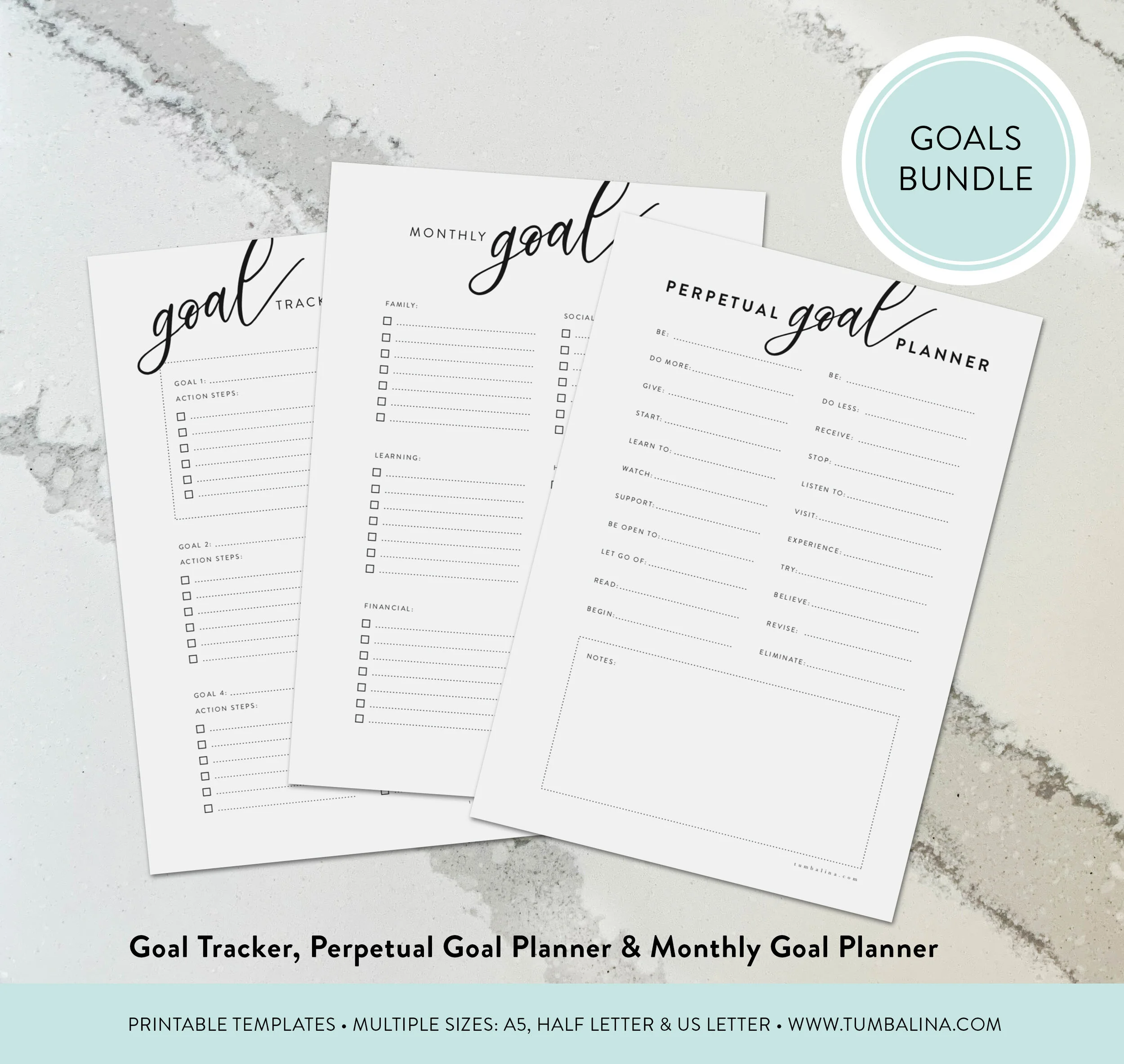 Hand-Lettered Goal Planning Bundle