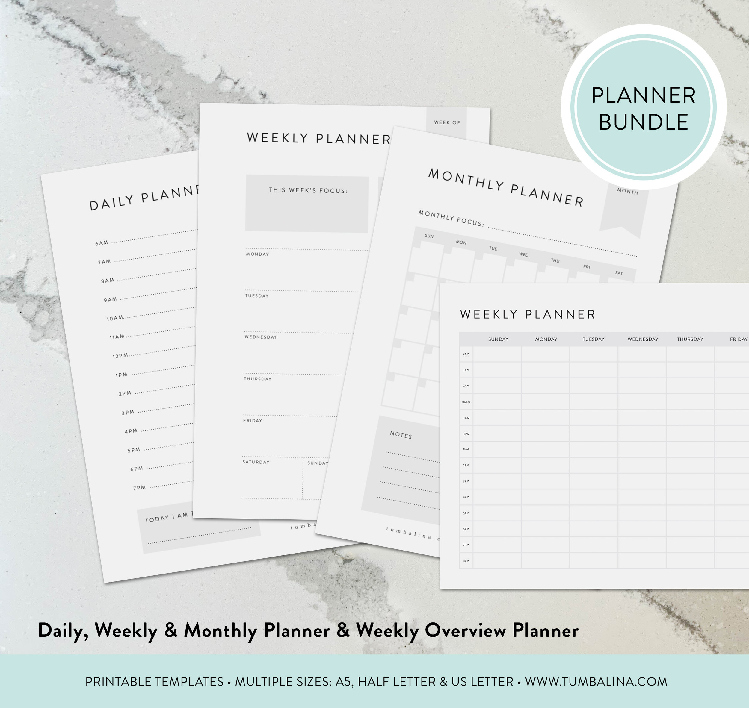 Daily, Weekly, Monthly Printable Planning Banner Bundle