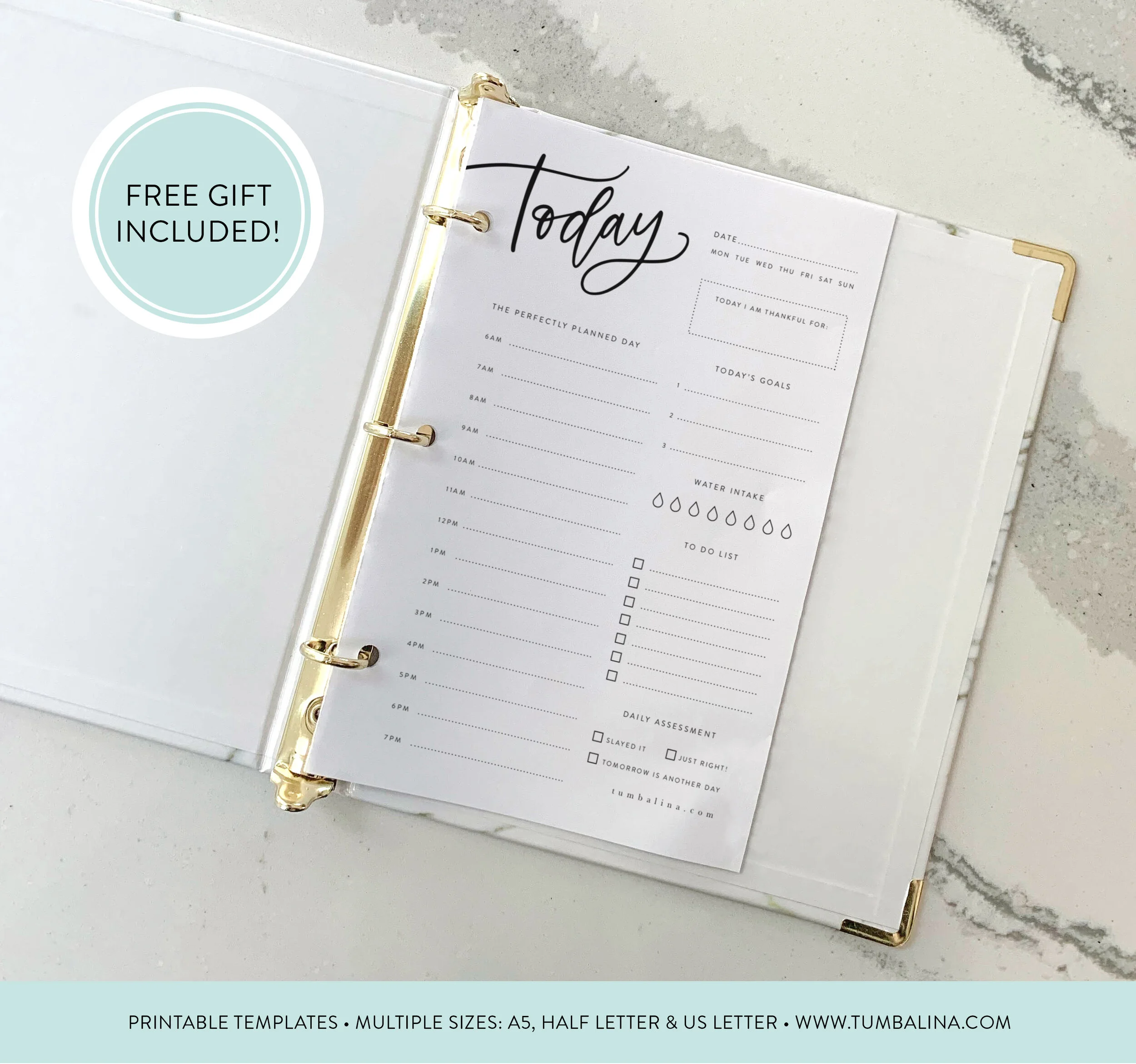 Daily Planner Hand-Lettered Printable Organizer